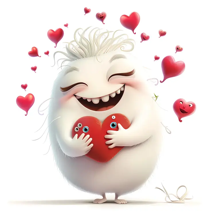 Cute Character with Hearts