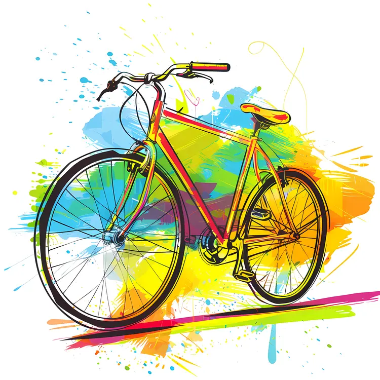Colorful Bicycle with Paint Splashes