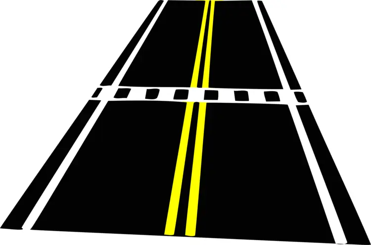 Straight Road with Yellow Lines