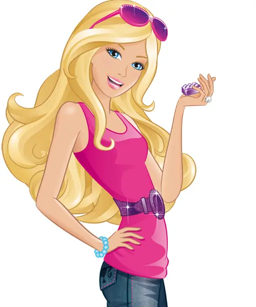 Blonde Girl in Pink Outfit