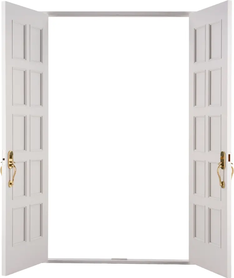 Open White Double Door with Handles