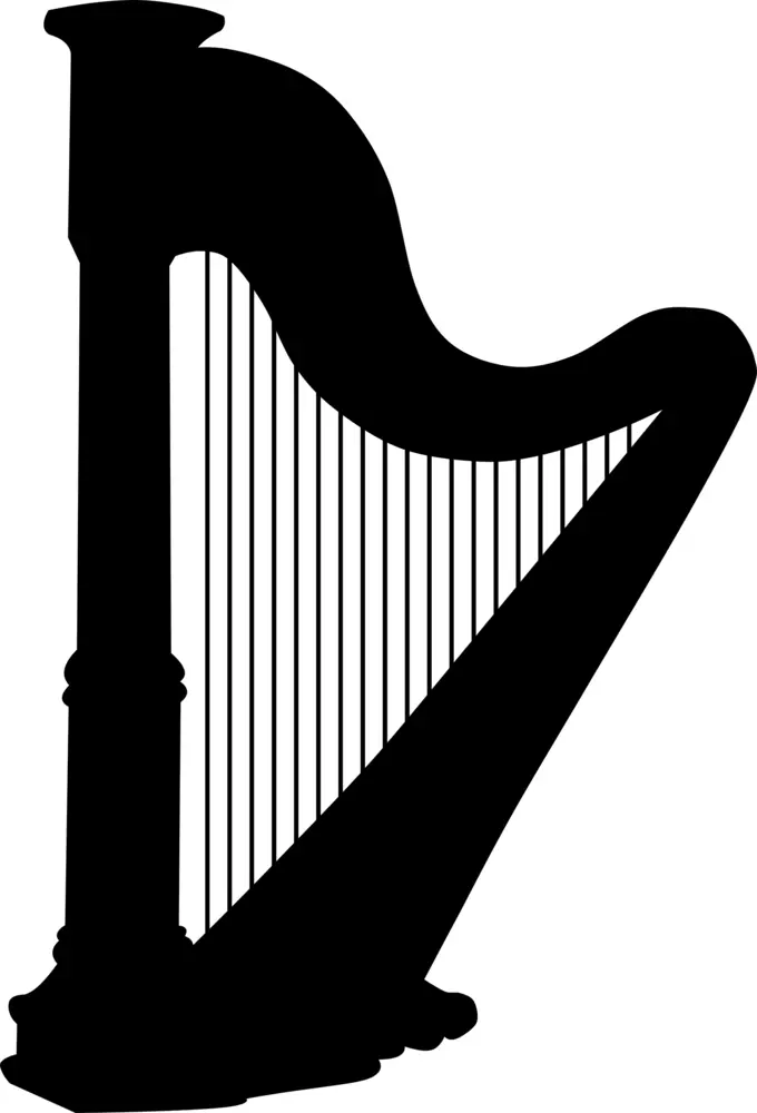 Silhouette of a Harp for Classical Music