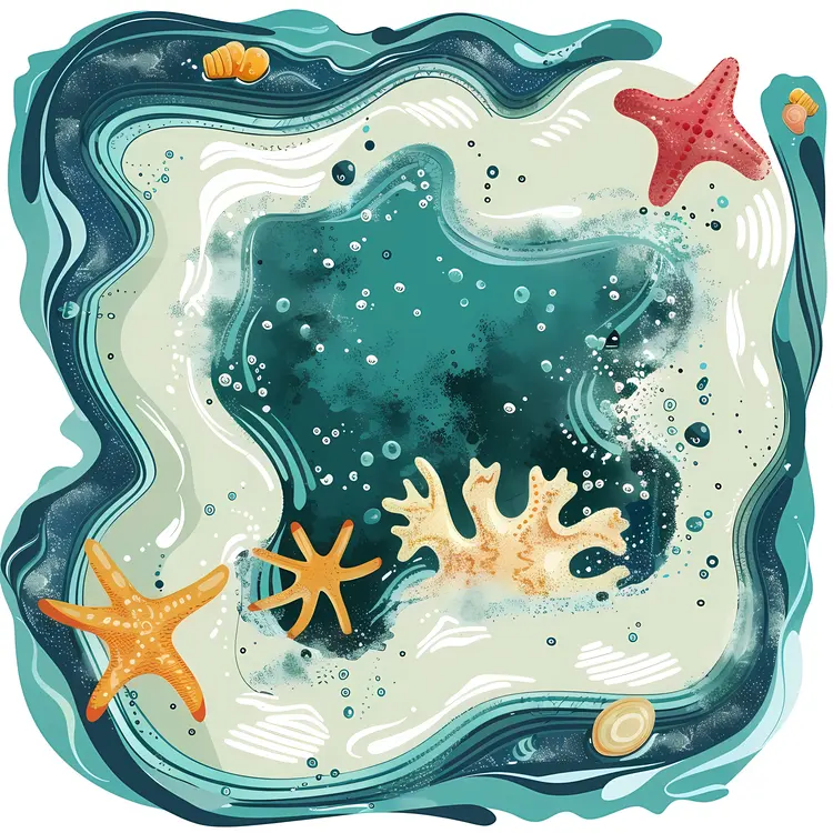 Starfish and Coral in Water