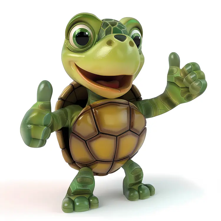 Cheerful Cartoon Turtle Giving Thumbs Up