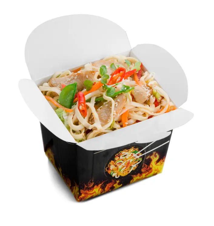 Noodles with Vegetables in Takeout Box