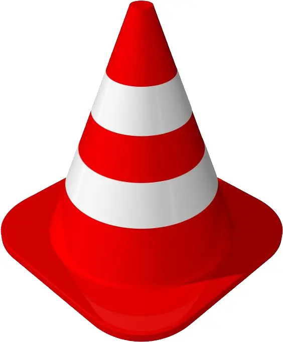 Red Traffic Cone with White Stripes