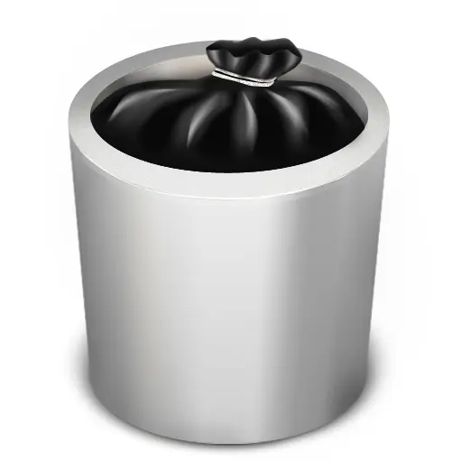 Silver Trash Bin with Black Bag for Office Use