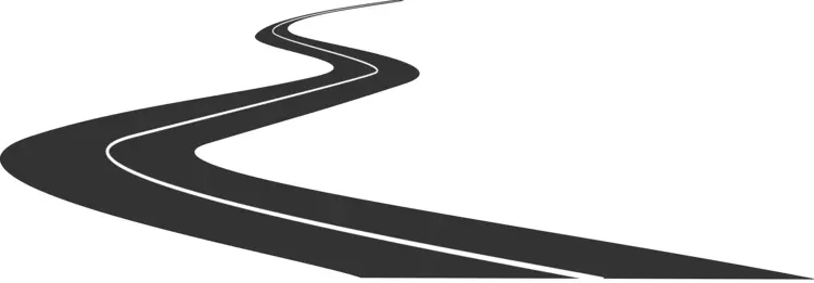 Curved Road with White Lines