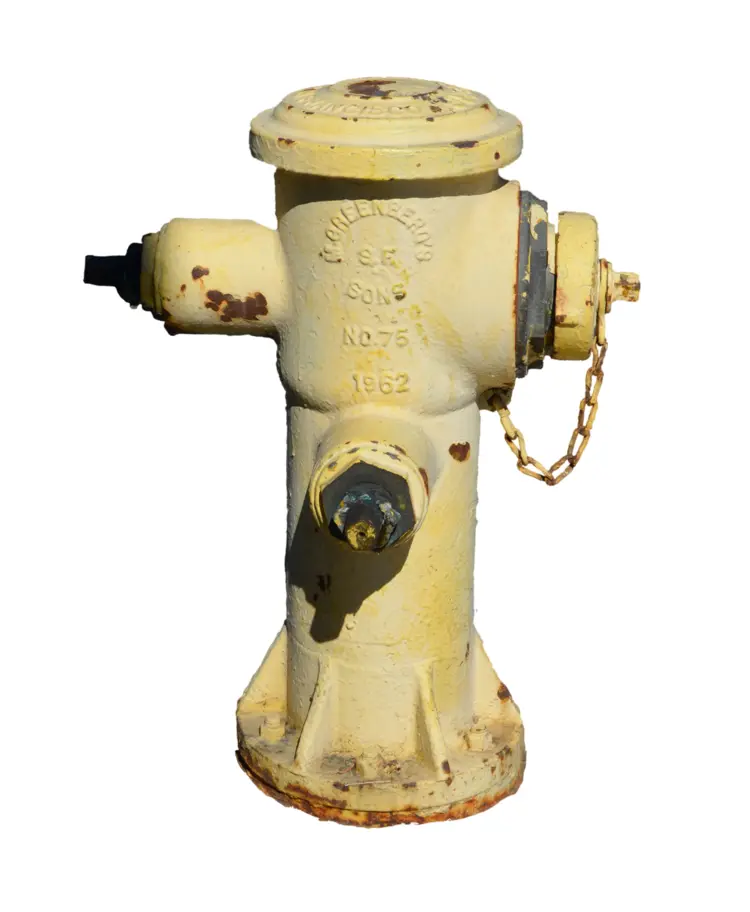Yellow Fire Hydrant with Chains