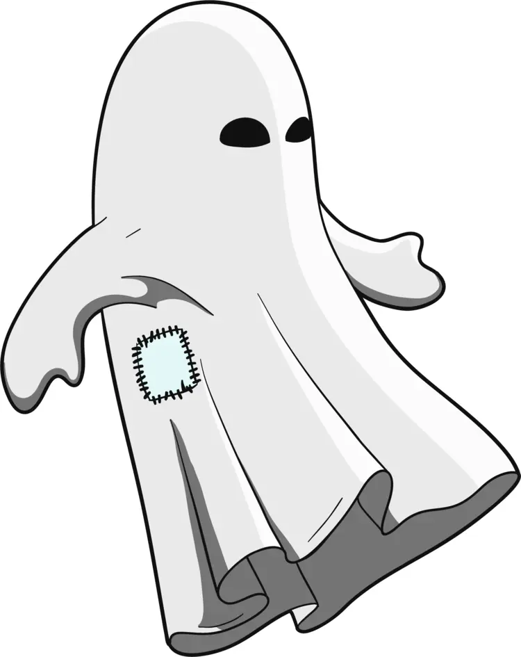 Cartoon Ghost with Patch for Halloween