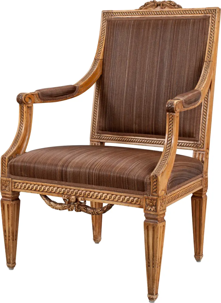 Classic Brown Armchair with Wooden Frame
