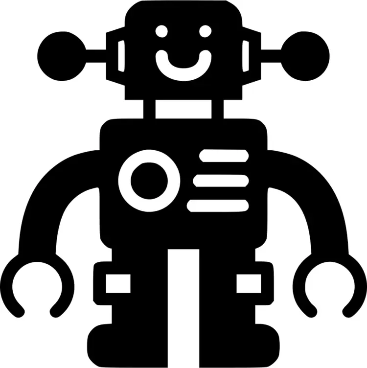 Black Robot with Smile