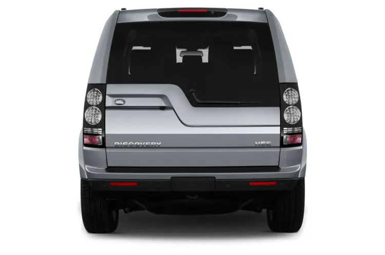 Rear View of Silver SUV Land Rover Discovery