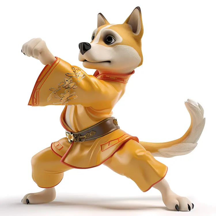 Cool dog in martial arts pose