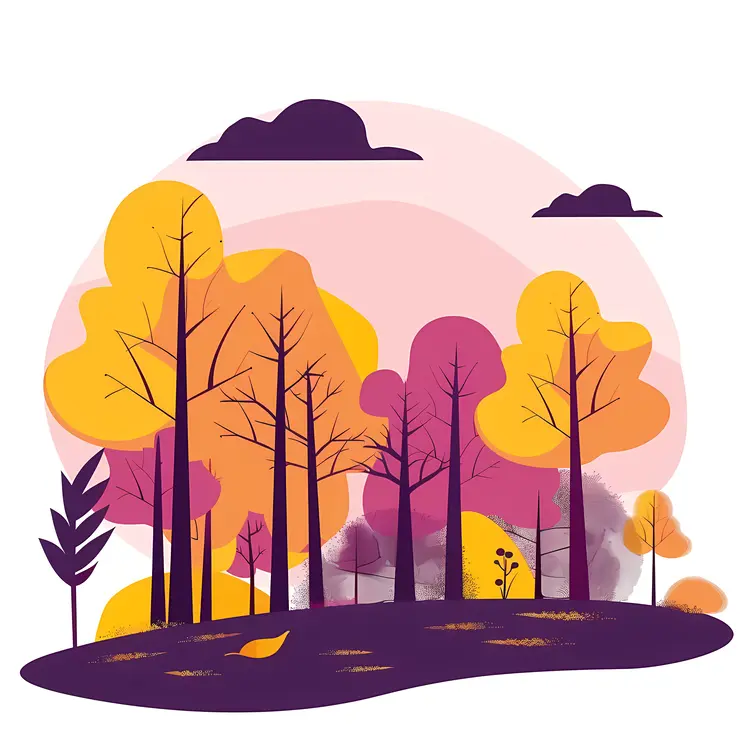 Colorful Trees at Sunset