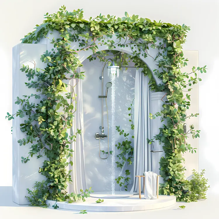 Greenery Covered Outdoor Shower