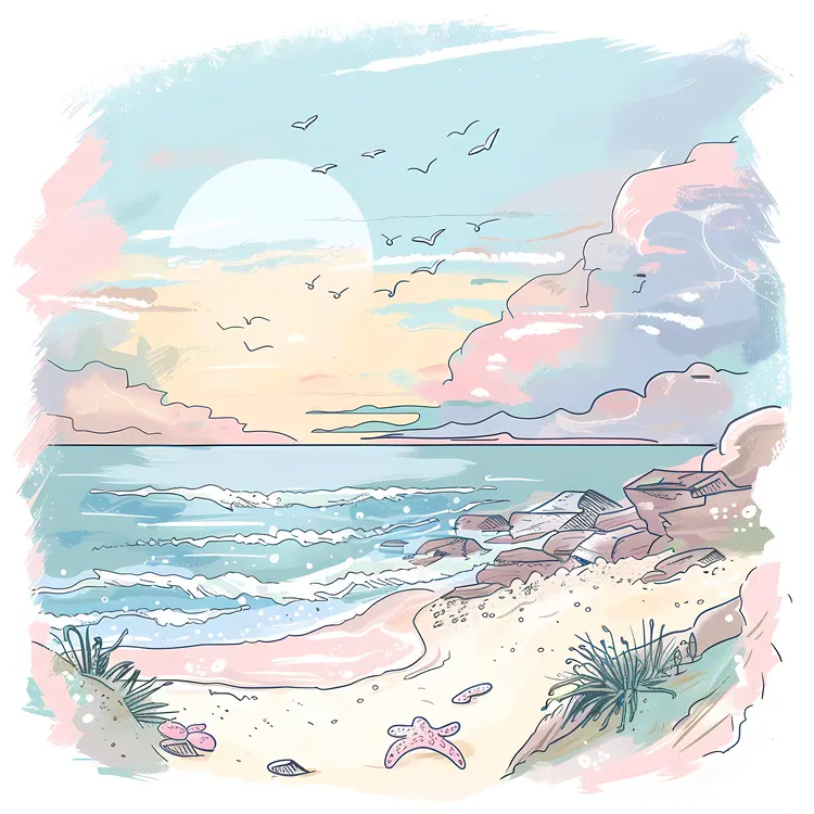 Pastel Beach Landscape