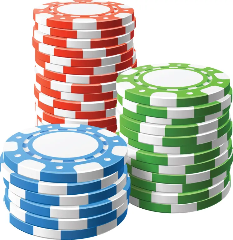 Stacks of Red, Green, and Blue Poker Chips