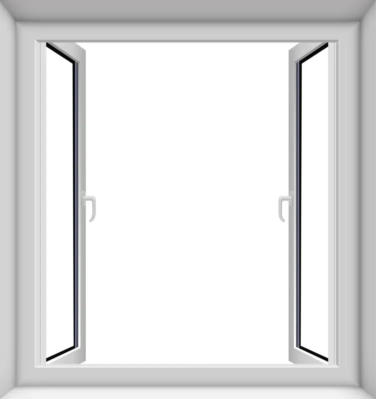 Open Window with White Frame