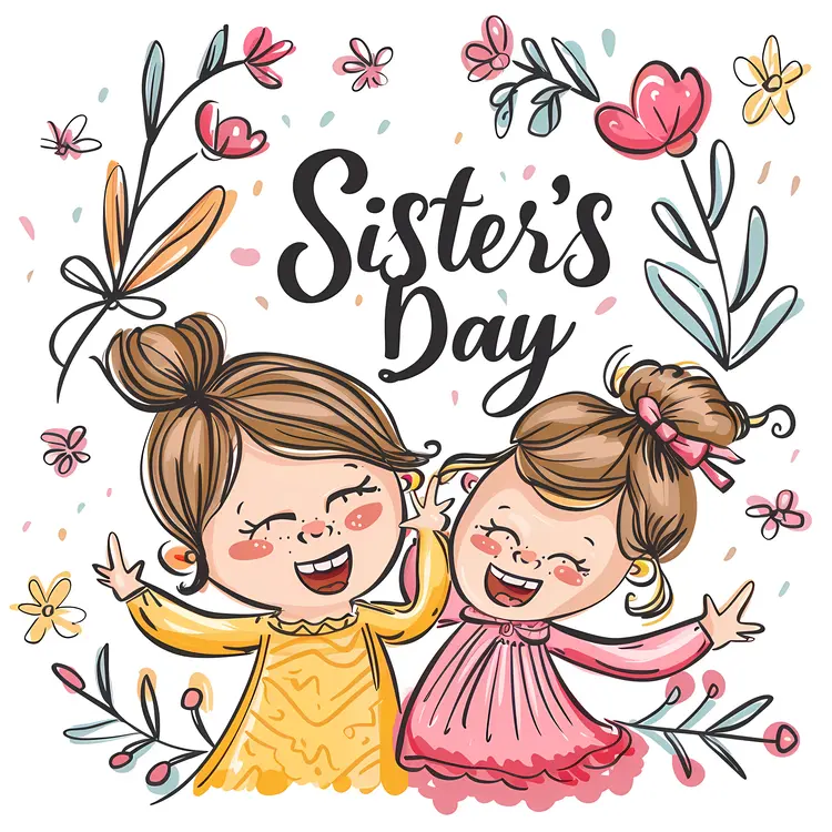 Sisters Day Joyful Illustration