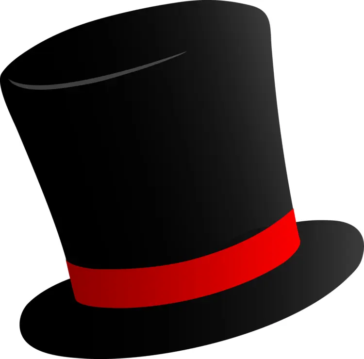 Black Top Hat with Red Band for Formal Events