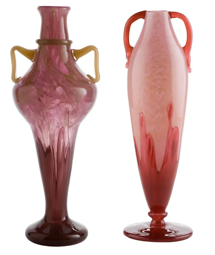 Antique Purple and Red Glass Vases