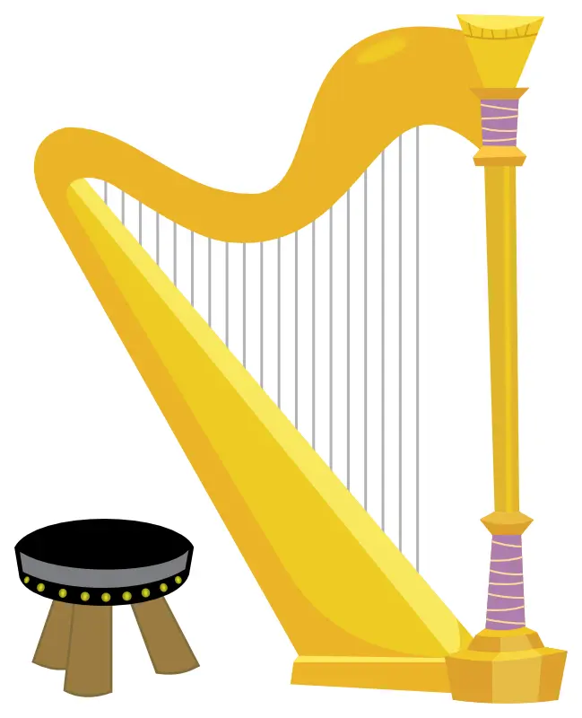 Golden Harp with Stool for Classical Music