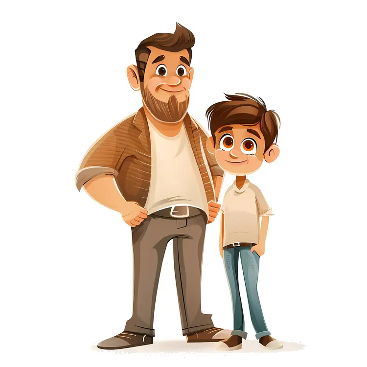 Father and Son Cartoon Illustration
