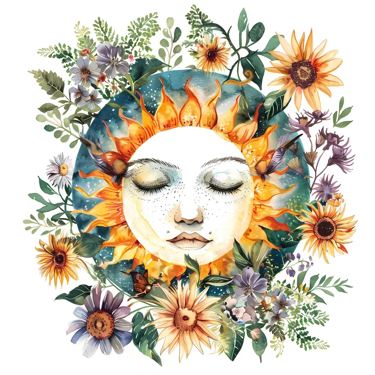 Sun and Flowers Botanical Art