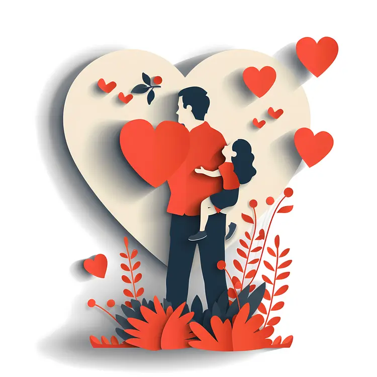 Father and Daughter with Hearts