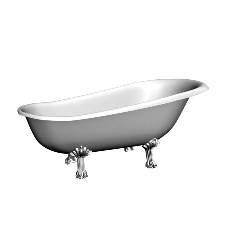 Silver Freestanding Bathtub with Claw Feet