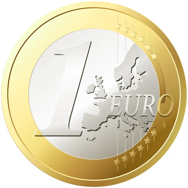 1 Euro Coin with European Map