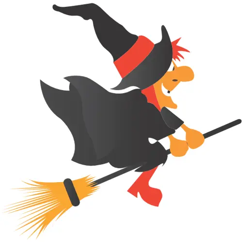 Cartoon Witch on Broomstick