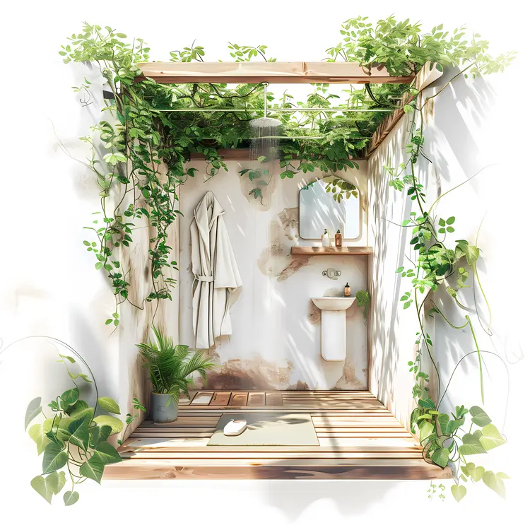 Outdoor Shower with Plants