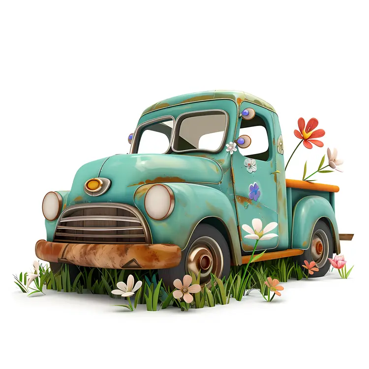 Rustic Vintage Truck with Flowers