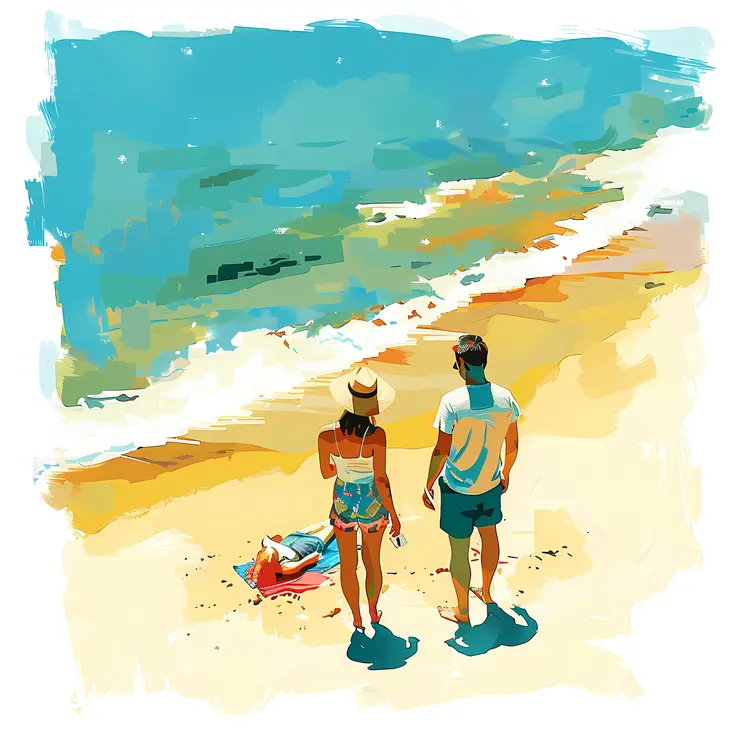 Couple Enjoying a Beach Day