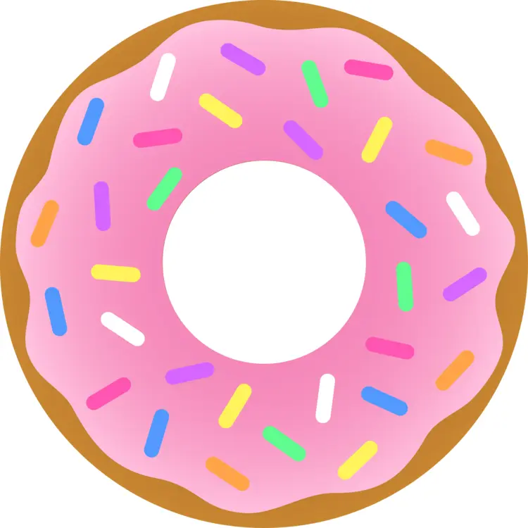 Pink Frosted Donut with Sprinkles Cartoon