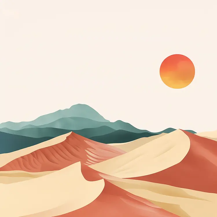 Serene Desert Landscape with Sun