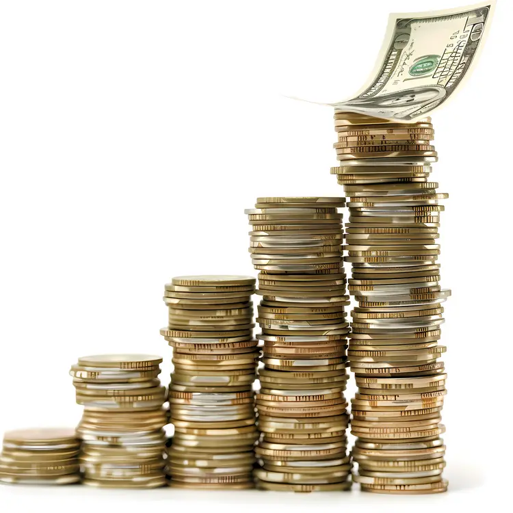 Stack of Coins with Dollar Bill