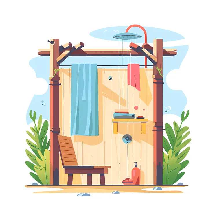 Cozy Outdoor Shower Setup