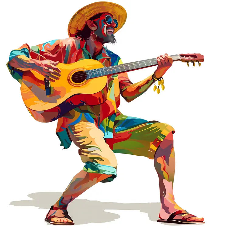 Colorful Guitarist Performance