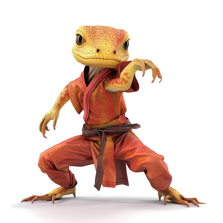 Kung Fu Lizard in Fighting Stance
