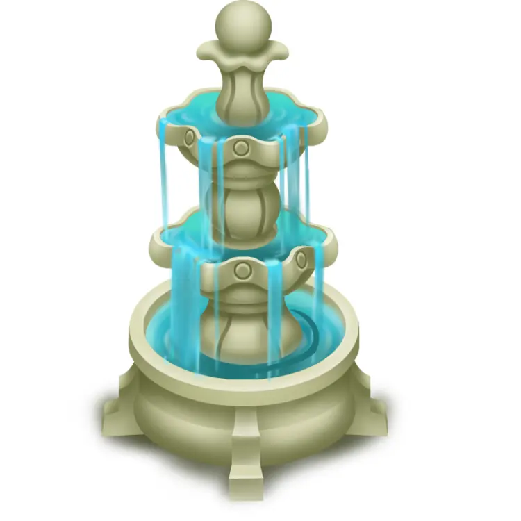 Cartoon Fountain with Blue Water