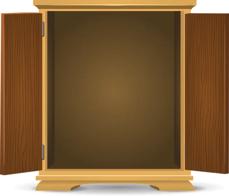 Wooden Cabinet with Open Doors