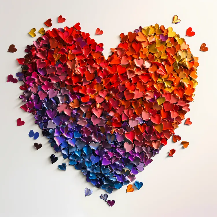 Colorful Heart Made of Small Hearts