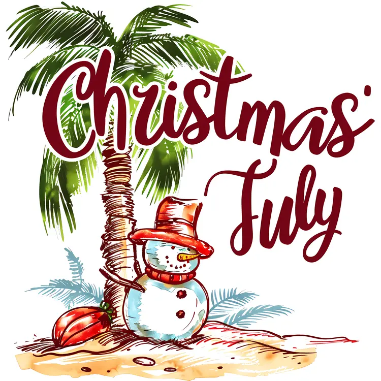 Christmas in July with Snowman and Palm Tree