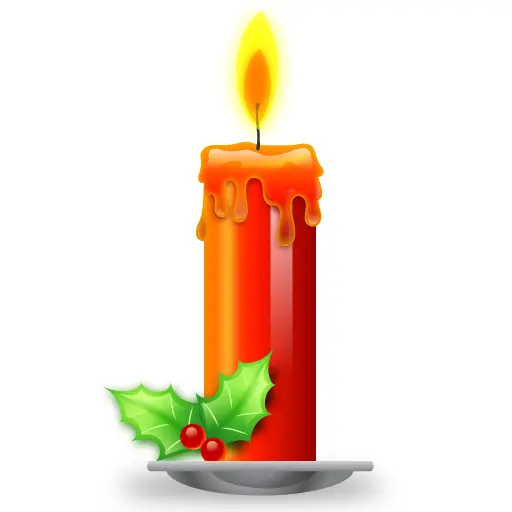 Festive Red Candle with Holly