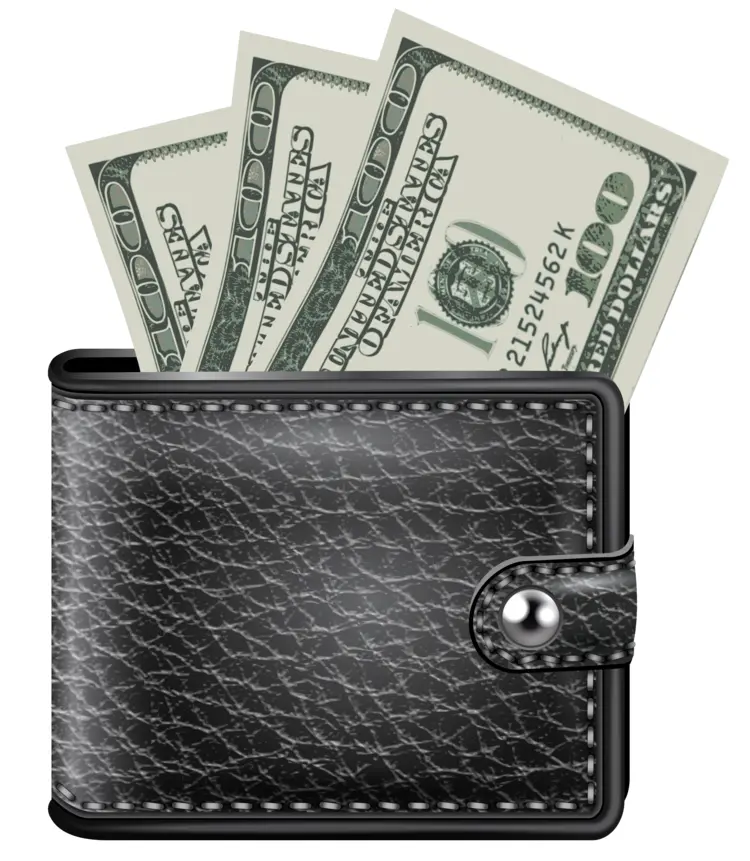 Black Wallet with Cash