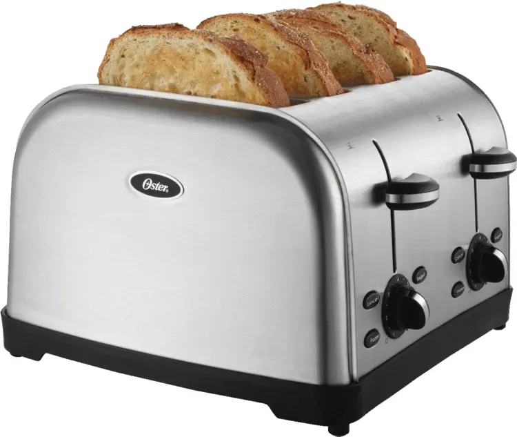 Silver Four-Slice Toaster for Family Breakfast