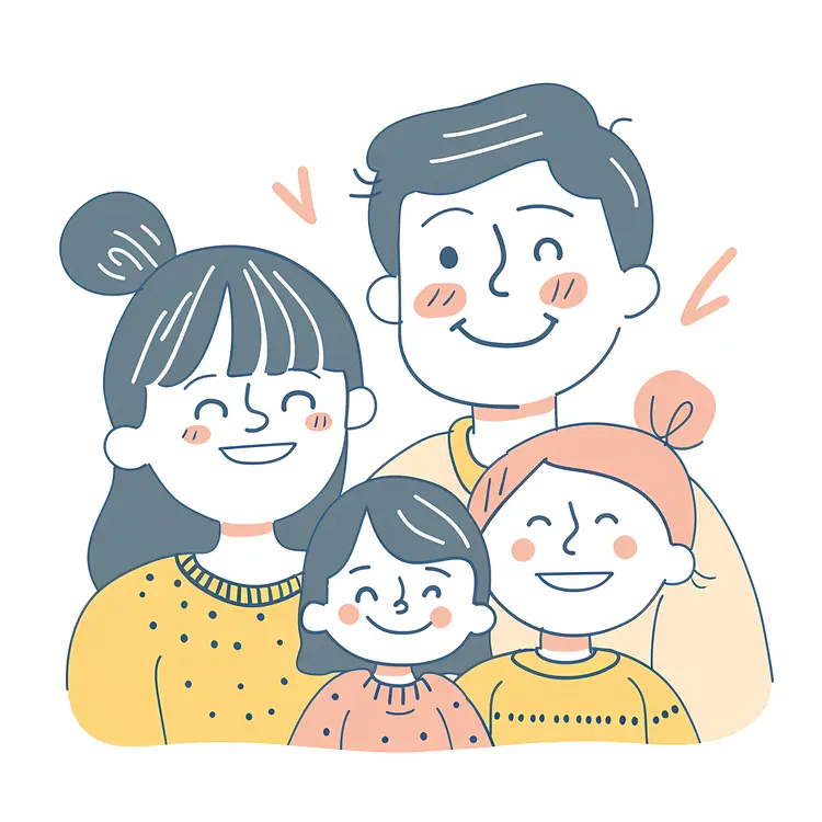 Smiling Cartoon Family